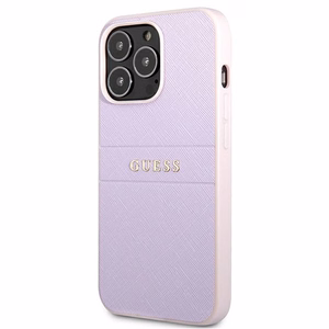 Guess GUHCP13LPSASBPU iPhone 13 Pro / 13 6.1" purple/purple Saffiano Hot Stamp & Metal Logo