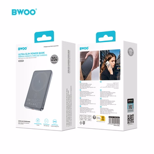 Musta BWOO P80 10 000 mAh varavirtalähde näytöllä ja USB-C-kaapelilla, PD 20 W