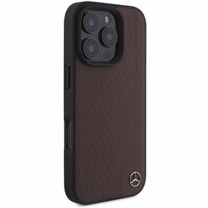 Mercedes MB Wood Imitation Nahkainen MagSafe Suojakuori iPhone 16 Pro:lle - Punainen