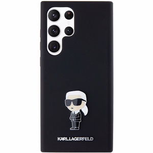 Karl Lagerfeld Silikoninen Ikonik Metal Pin Suojakuori Samsung Galaxy S23 Ultralle - musta