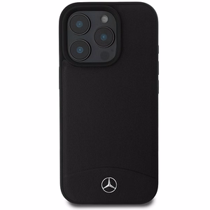 Mercedes Textured And Plain Nahkainen MagSafe Suojakuori iPhone 16 Pro Max:lle - Musta