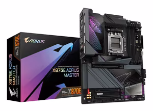 Mainboard GIGABYTE AMD X870E SAM5 ATX DDR5 4 slots 1xPCIe 3.0 4x 1xPCIe 4.0 4x 1xPCIe 5.0 16x 4xM.2 1xHDMI 2xUSB 2.0 8xUSB 3.2 2xUSB-C 1xOptical S/PDIF 1xRJ45 2xAudio port X870E AORUS MASTER