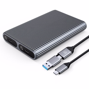 Orico AM2C3-2SN kahden levyn kotelo kahdelle M.2 SATA- ja NVMe-levylle, USB-C 3.2, 6/10 Gb/s, harmaa