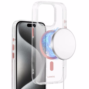 Liavec Glossy Magsafe Kirkas Suojakuori iPhone 13 Pro:lle vaaleanpunainen