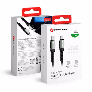 Kaapeli USB C - Lightning Forcell F-Energy PD 3A 27W Cafule 0,5m C259 musta