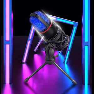 Wozinsky Studio Gaming USB-tietokonemikrofoni RGB-valaistulla jalustalla – musta