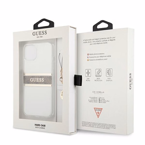 Guess GUHCP13SKB4GBR iPhone 13 mini 5.4" läpinäkyvä kovakotelo 4G ruskea hihna Charmi