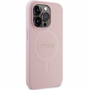 Guess GUHMP14LPSAHMCP kotelo iPhone 14 Pro - vaaleanpunainen Saffiano MagSafe