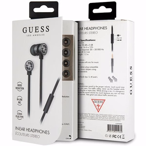 Guess GUEPWIBK -langalliset 3,5 mm kuulokkeet, mustat ja hopeanväriset