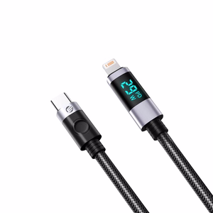Orico LDC2L USB-C–Lightning PD, 29 W, 480 Mbps-kaapeli LED-näytöllä, 2 m – musta