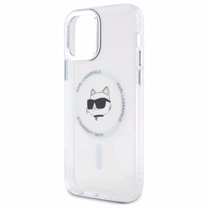 Karl Lagerfeld IML Metal Choupette Head MagSafe iPhone 12 Suojakuori - valkoinen