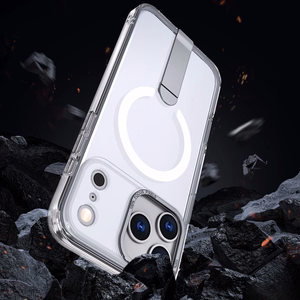 Hybrid Armor X -suojakuori Samsung Galaxy S25 FE -mallille telineellä, MagSafe-yhteensopiva, läpinäkyvä