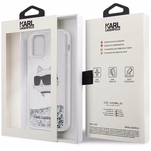 Karl Lagerfeld KLHCP12MLNHCCS iPhone 12 / 12 Pro 6.1" hopeinen/hopeinen kovakuori Glitter Choupette Head