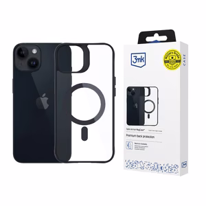 3mk Satin Armor MagCase MagSafe-suojakuori iPhone 13 / 14:lle - läpinäkyvä mustalla kehyksellä