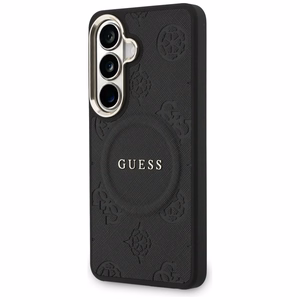 Guess Suojakuori Saffiano Peony Embossed Ring MagSafe Samsung Galaxy S26:lle musta