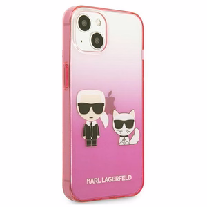 Karl Lagerfeld Gradient Ikonik Karl&Choupette kotelo iPhone 13 mini - vaaleanpunainen - vaaleanpunainen
