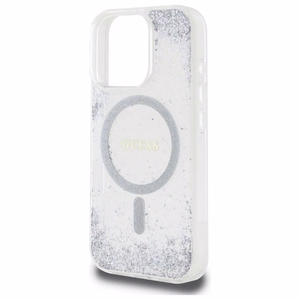 GUESS Suojakuori iPhone 16 Pro:lle MagSafe-yhteensopiva GUHMP16LRGRGES (Resin Gradient Glitter) hopeinen