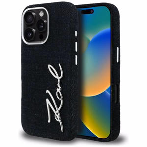 Karl Lagerfeld FW Jeans Signature Logo Suojakuori iPhone 16 Pro - musta