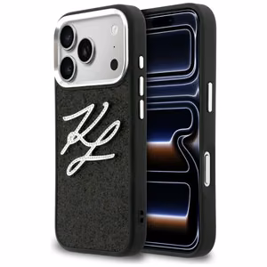 Karl Lagerfeld IML Glitter KL Diamond Logo Suojakuori iPhone 17 Prolle - Musta