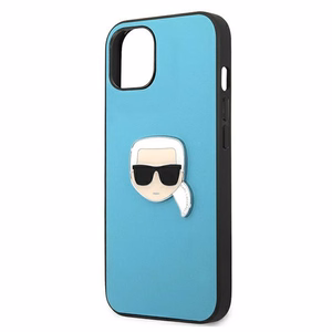 Karl Lagerfeld Nahka Ikonik Karl's Head Metal Case iPhone 13 mini - sininen