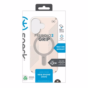 Speck Presidio2 Grip -suojakuori MagSafe- ja ClickLock-tuella iPhone 16:lle, Bleached Bone/Heirloom Gold