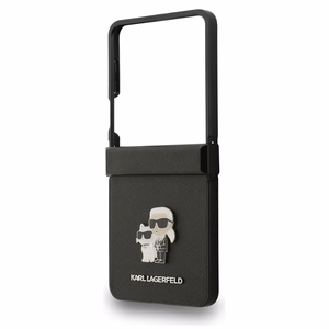 Karl Lagerfeld Saffiano Karl&Choupette Pin Suojakuori Samsung Galaxy Z Flip 7:lle - musta