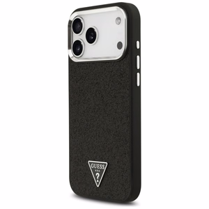 Guess Glitter Triangle Logo MagSafe Suojakuori iPhone 17 Pro Max:lle - Musta