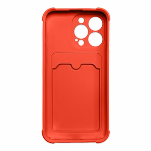 Card Armor Case korttitaskullinen silikoninen iskunkestävä suojakuori iPhone 12 Pro Max punainen