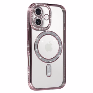 Bling MagSafe Suojakuori iPhone 17:lle vaaleanpunainen