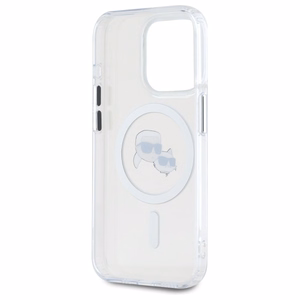 Karl Lagerfeld IML Metal Karl&Choupette Head MagSafe Case for iPhone 15 Pro Max - White