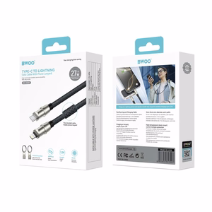 BWOO hihnakaapeli USB-C - Lightning 1.2m 27W hihnalla