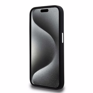 Karl Lagerfeld Silikoninen Metal Script Logo iPhone 15 Pro Max Suojakuori - Musta