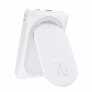 Ulkoinen akku yhteensopiva MagSafe:lle Forcell F-Energy MagStand F10K2 QC3.0 PD 5A 20W 10000 mAh valkoinen