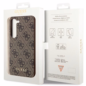 Guess GUHCS23SG4GFBR S23 S911 brown/brown hard case 4G Metal Gold Logo