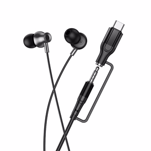 Hoco M119A -langalliset mikrofonilliset kuulokkeet, 3,5 mm:n / USB-C-liitin, mustat