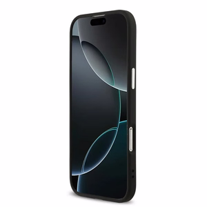GUESS suojakuori iPhone 17 GUHCP17SP4G4SMCK (4G PU-nahkakuori isolla 4G- ja Classic-logolla sekä hopeisella metallikameran kehyksellä) musta