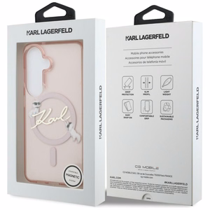 Karl Lagerfeld suojakuori IML KC Script MagSafe Samsung Galaxy S26:lle pinkki