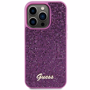 Guess Disco Metal Script Suojakuori iPhone 15 Pro:lle - vaaleanpunainen