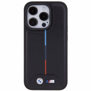 BMW Quilted Tricolor iPhone 15 Pro Suojakuori - musta