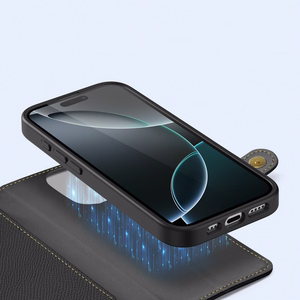 Dux Ducis Lawa Nahkainen Suojakuori iPhone 16 Pro:lle - musta
