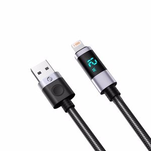 Orico LDA2L USB-A–Lightning, 12 W-kaapeli LED-näytöllä, 0,5 m – musta ja hopeanvärinen