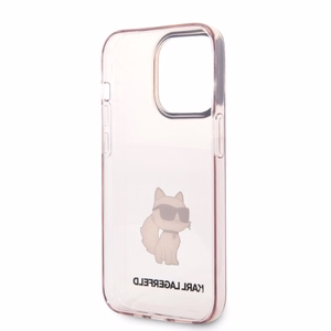Karl Lagerfeld KLHCP14LHNCHTCP iPhone 14 Pro 6.1 vaaleanpunainen/vaaleanpunainen kova suojakuori Ikonik Choupette