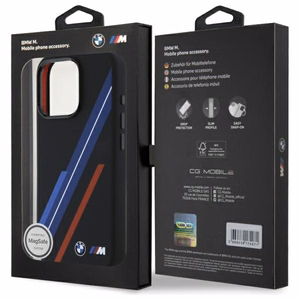 BMW Silikoninen Random Lines MagSafe suojakuori iPhone 16 Pro Max:lle - musta
