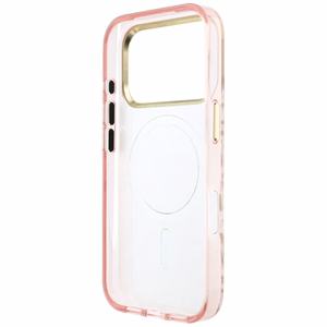 Guess IML Leopard Glitter Triangle Logo MagSafe suojakuori mallille iPhone 17 Pro Max / 18 Pro Max – väri: vaaleanpunainen
