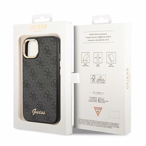 Guess Suojakuori iPhone 13 / 14 / 15 GUHCP14SHG4SHK (4G Vintage Gold Logo) musta