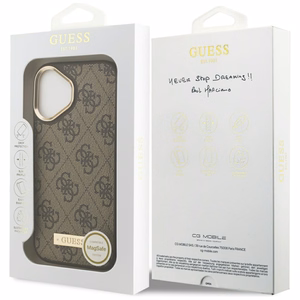 Guess 4G Logo Plate MagSafe -suojakuori iPhone 17 - ruskea