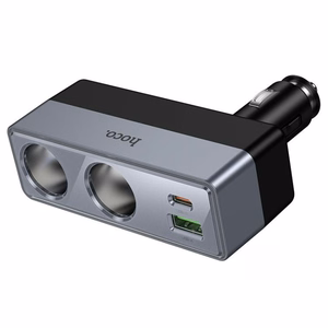 Autolaturi Hoco 1xUSB-A + 1xUSB-C + 2x tupakansytytin PD QC3.0 max 240W/24V Z65B, musta