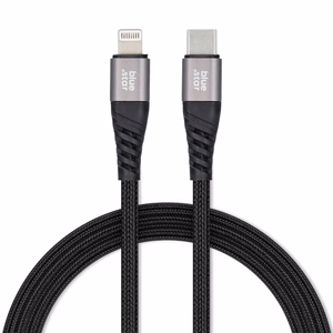 Kaapeli USB C - Lightning Blue Star 2,4A punottu 1,2 m TFK-DC-003 musta