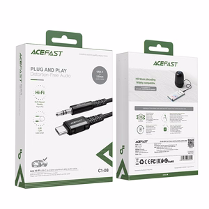 Acefast äänikaapeli USB-C 3.5mm Mini Jack (uros) 1.2m AUX musta