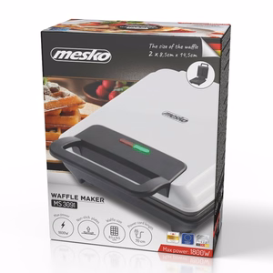 Mesko MS 3091 – belgialaisten vohvelien vohvelirauta 2 vohvelille, 1800 W, valkoinen